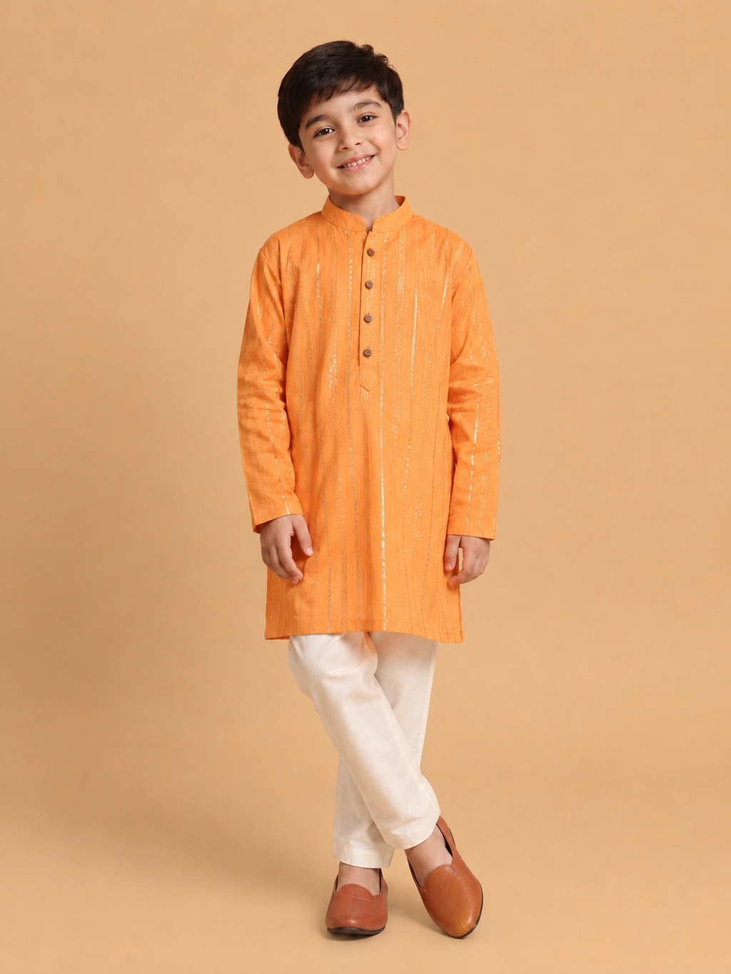 Kesariya Kurta Pyjama Set