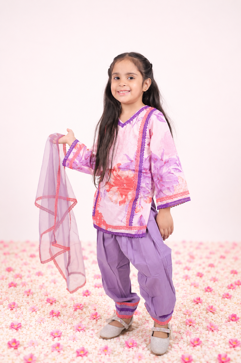 Lavender Bloom Kurta Set