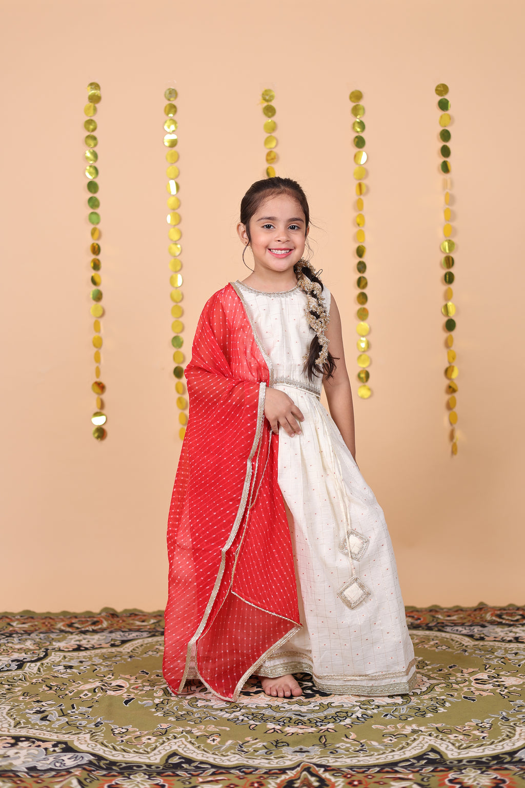 Ivory Check lehenga Set