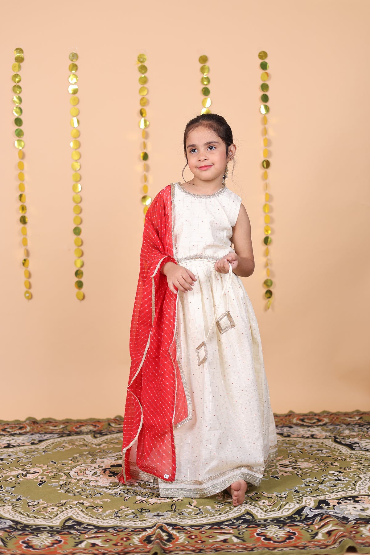 Ivory Check lehenga Set