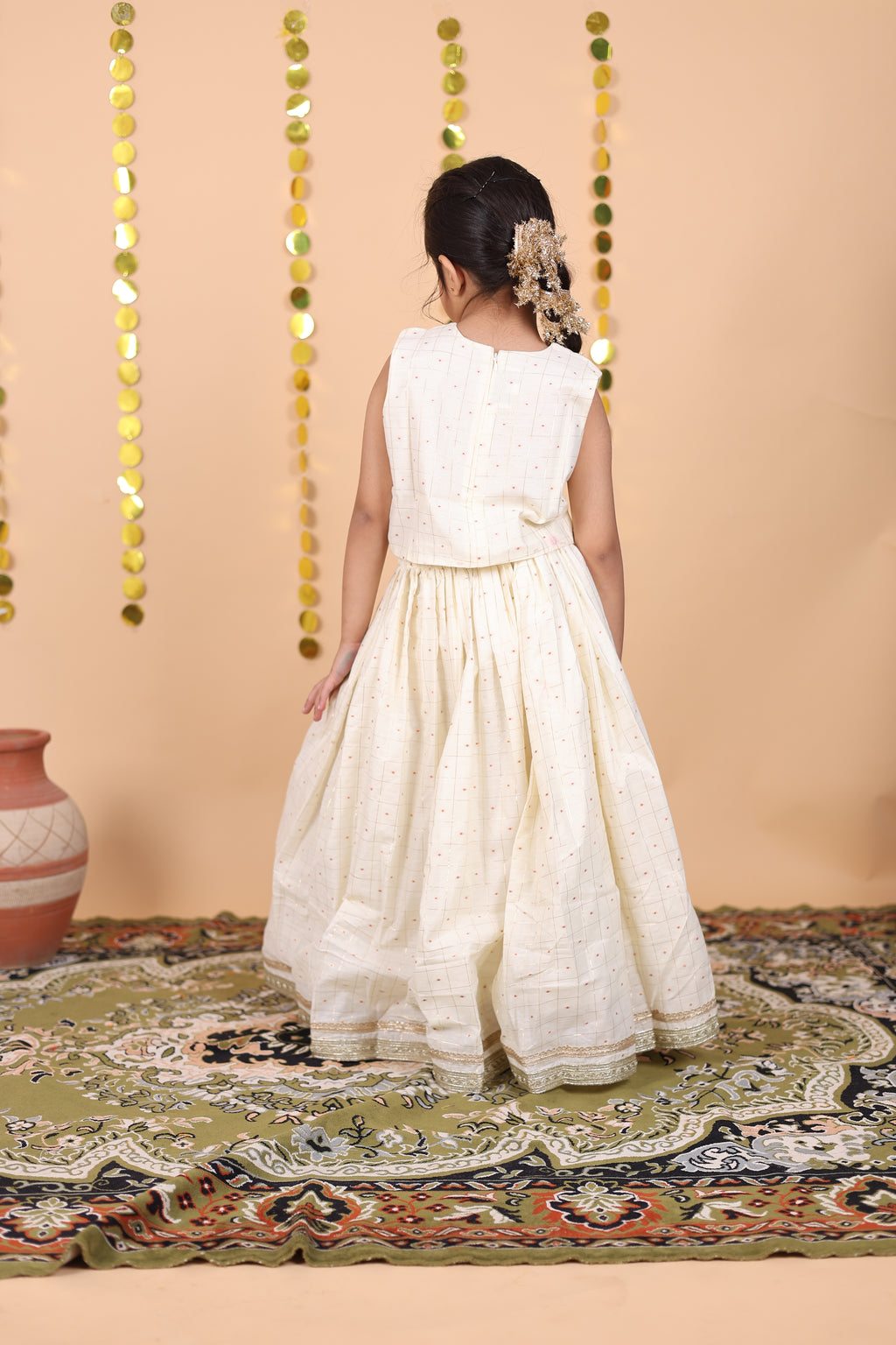 Ivory Check lehenga Set