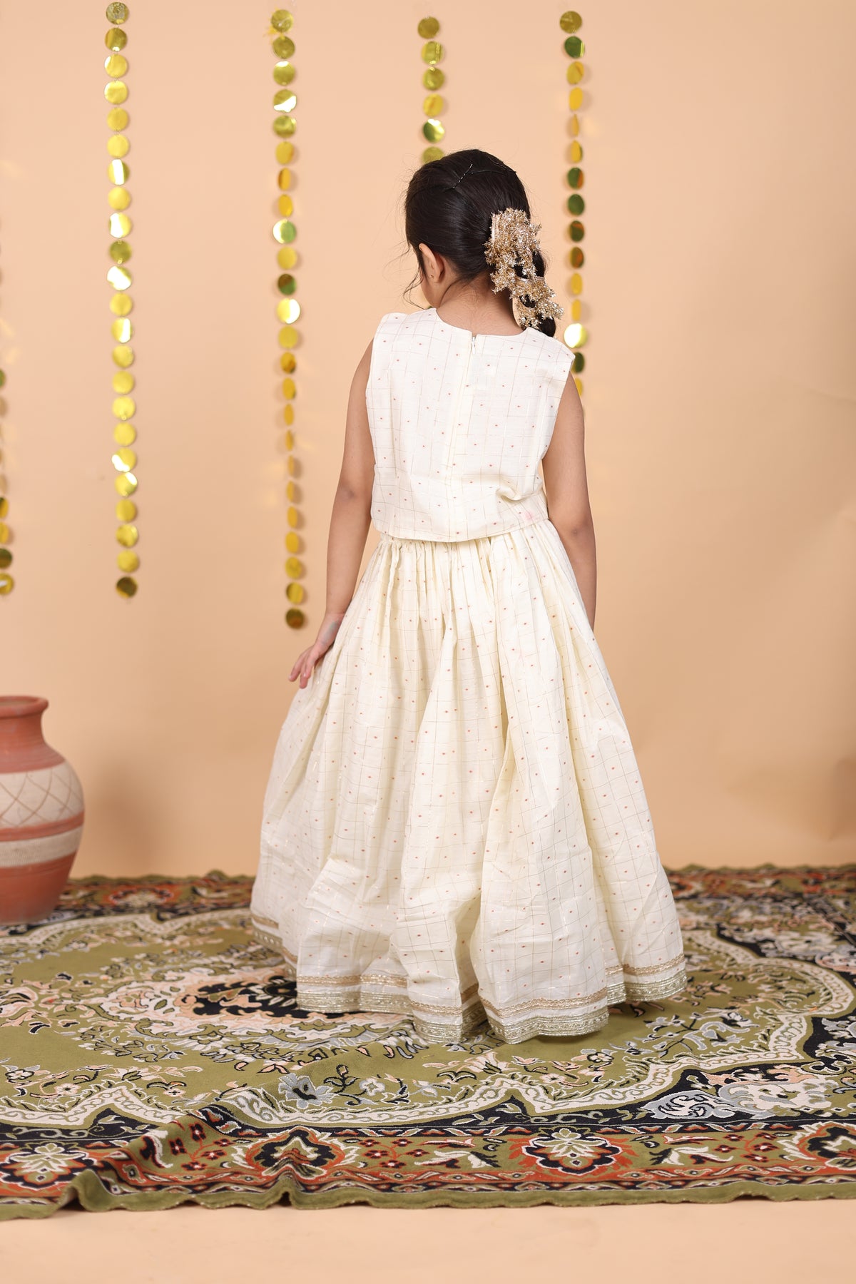Ivory Check lehenga Set