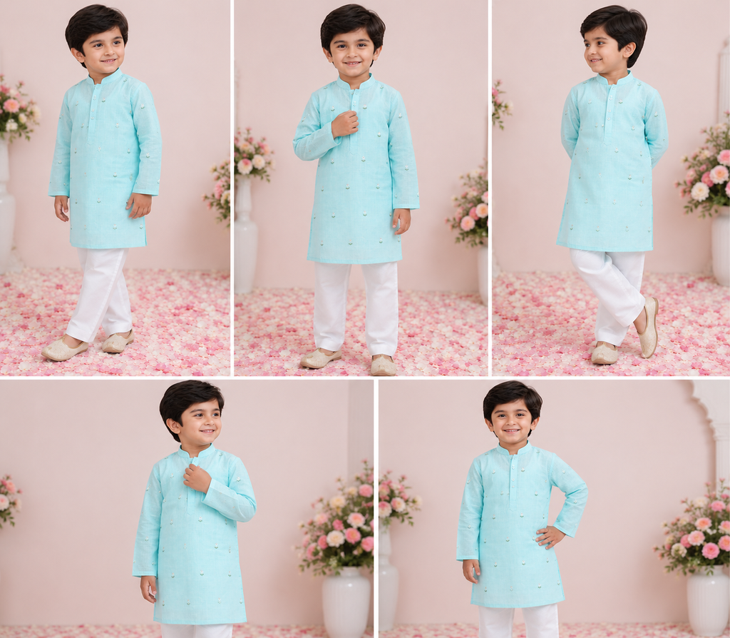 Neelkamal Kota Doria Kurta Set