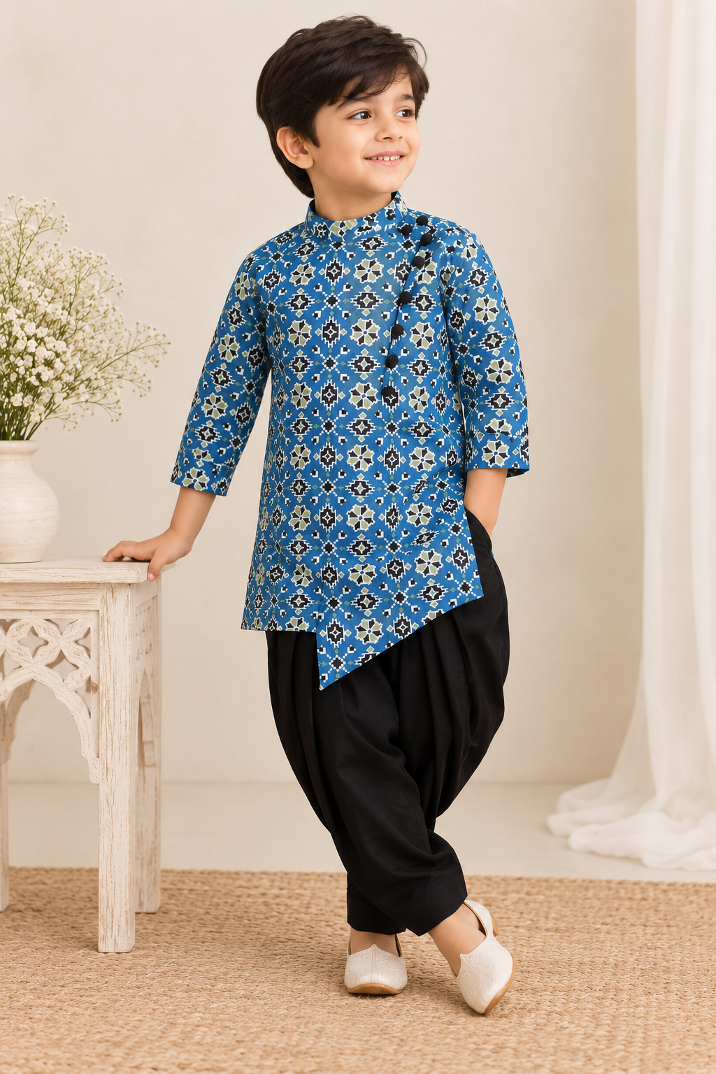 Ikat Blue Kurta Set