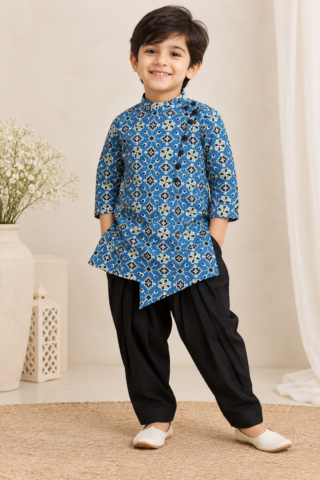 Ikat Blue Kurta Set