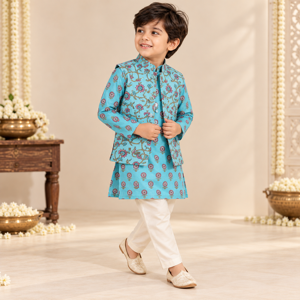 Turquoise Bloom Kurta Set