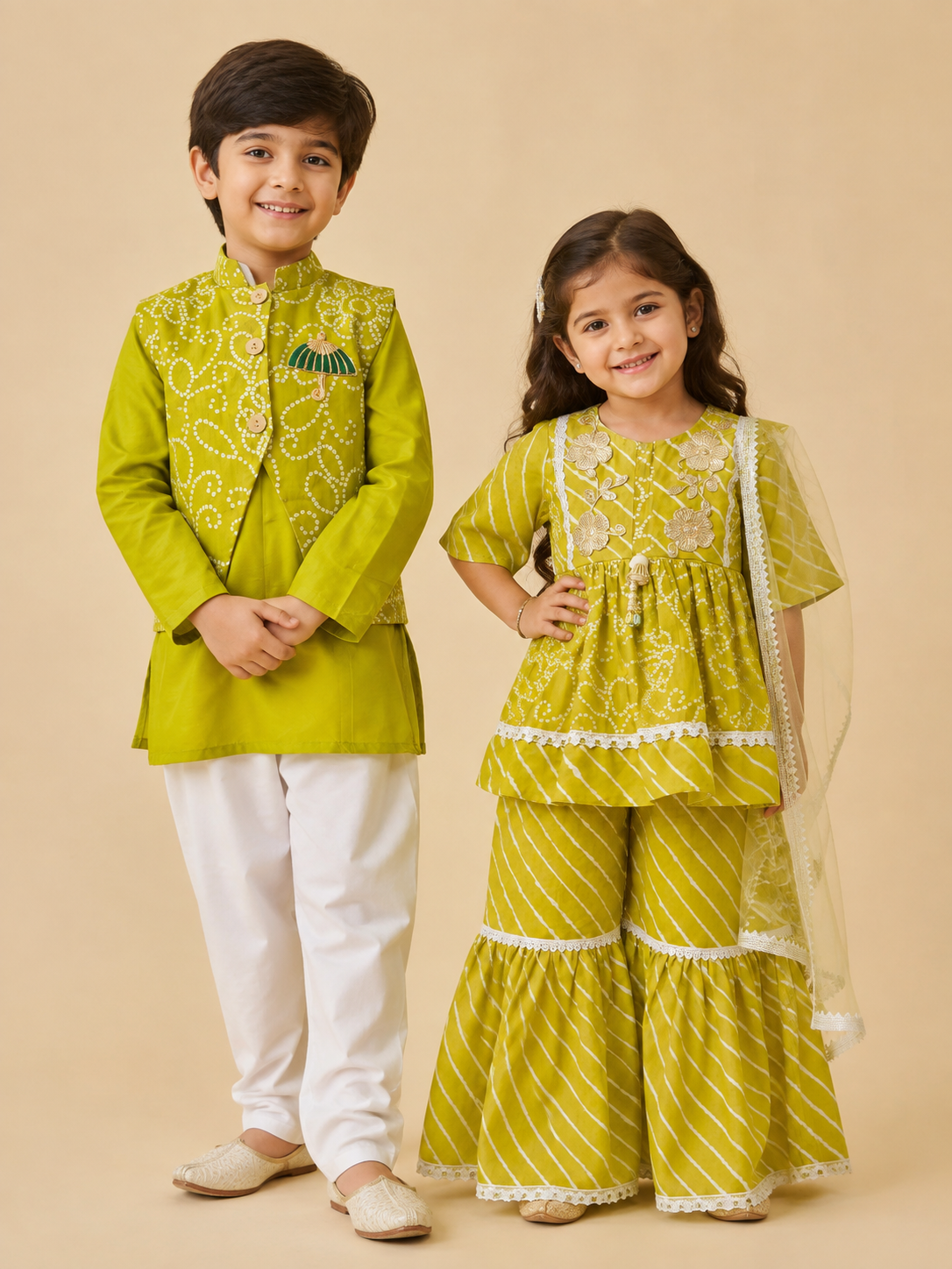 Bandhej Utsav Girls Sharara set