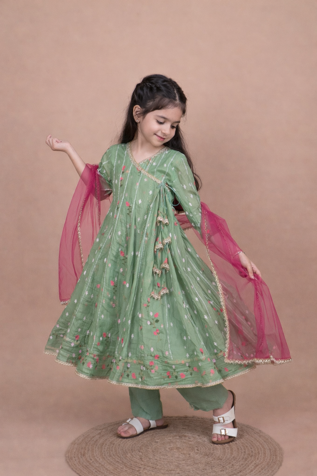 AVOCADO GREEN ANARKALI SUIT