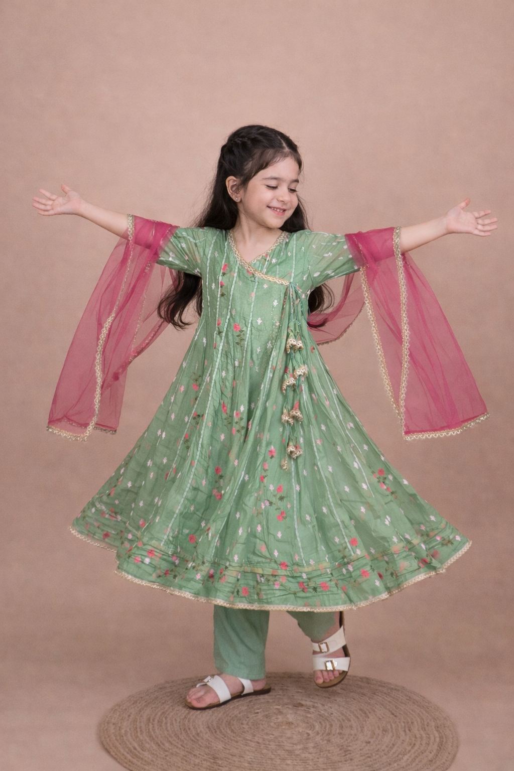 AVOCADO GREEN ANARKALI SUIT