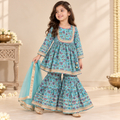 Turquoise Floral Sharara Set