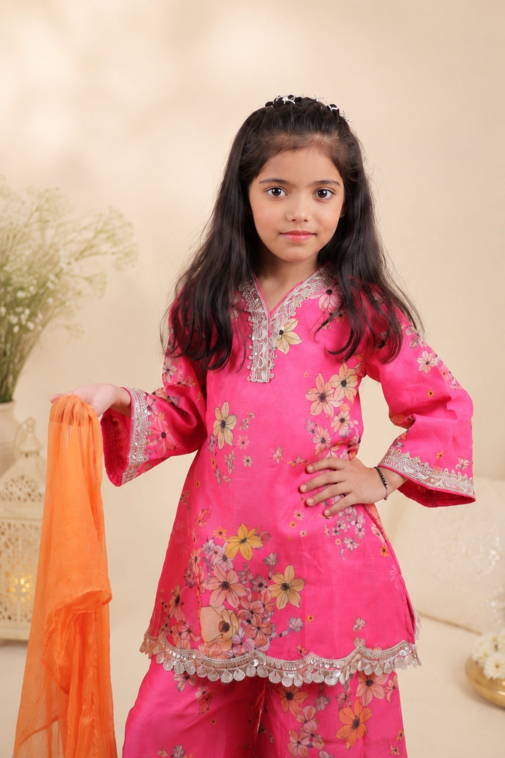 Floral Print Chanderi Palazzo Set