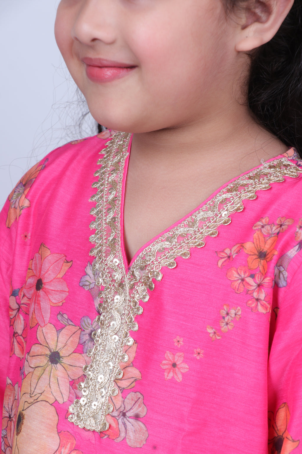 FLORAL PRINT CUTWORK KURTI WITH PALAZZO.