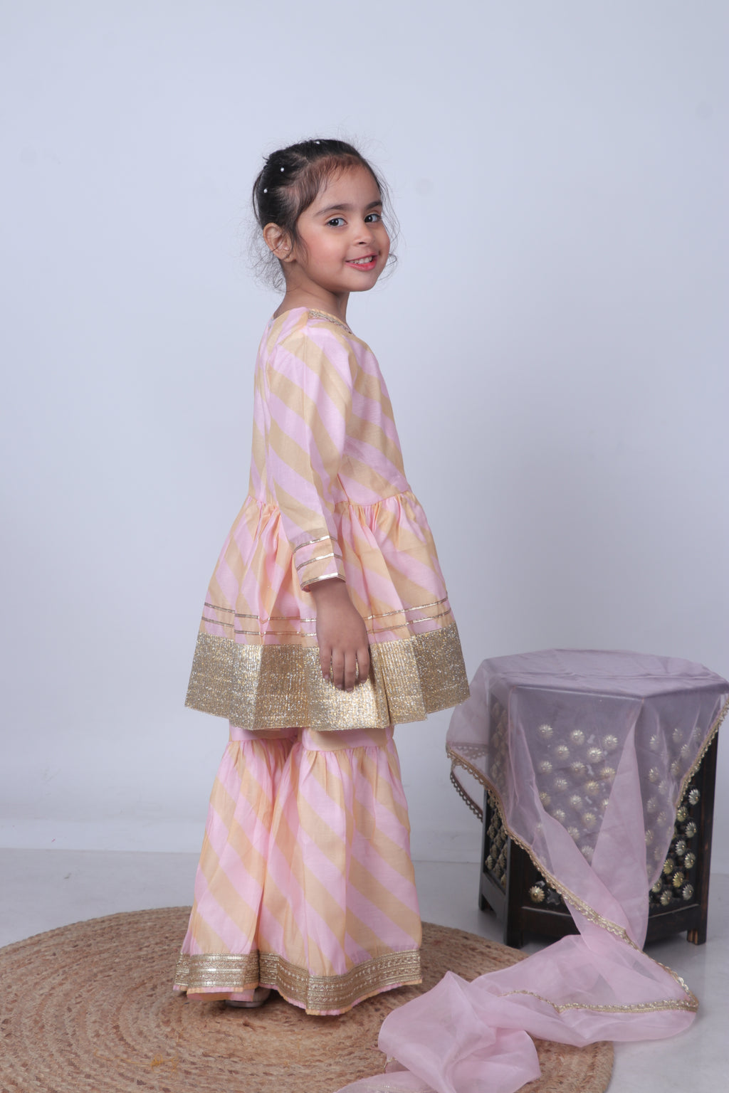 PASTEL DESIGNER BORDER SHARARA SET