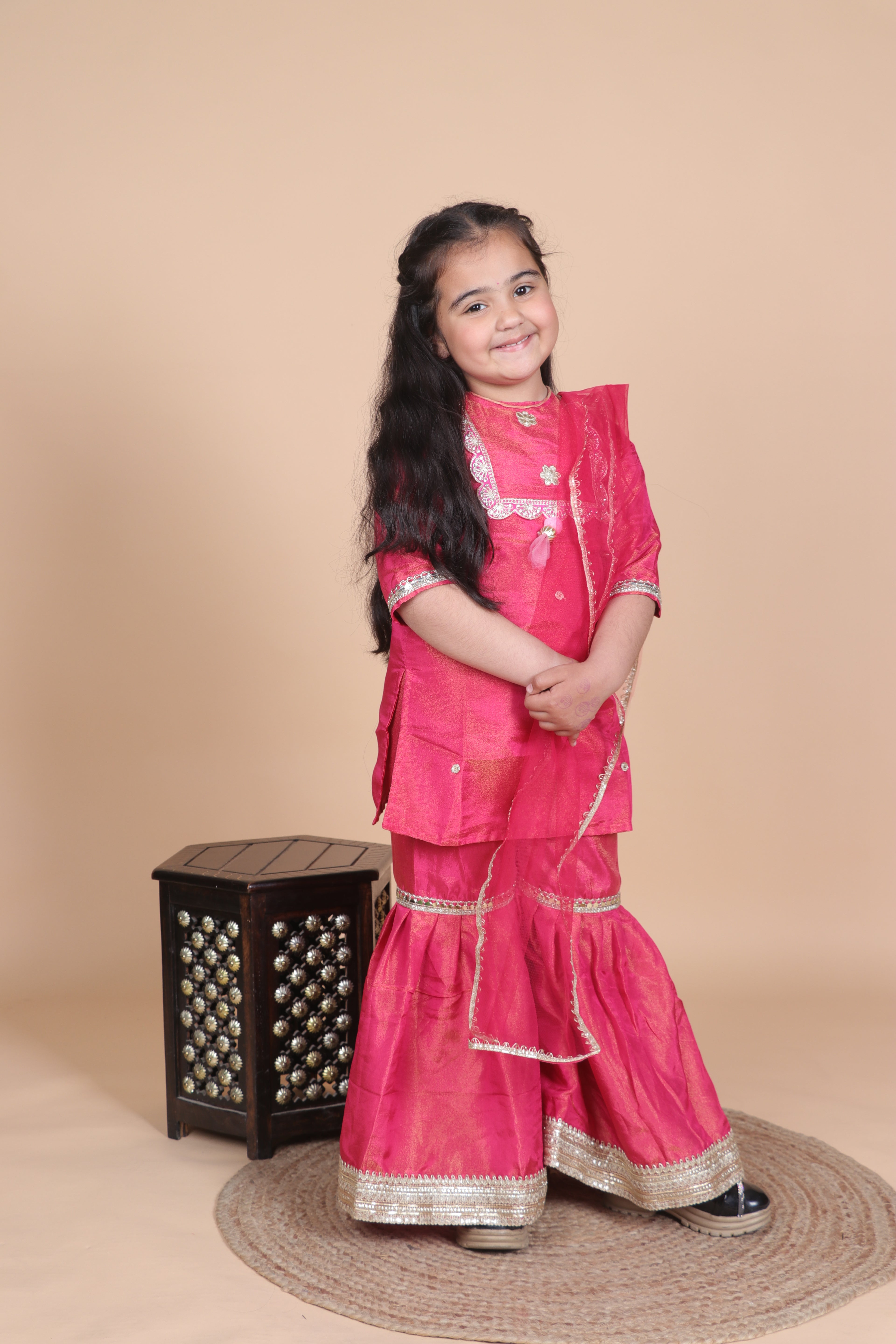 Pink Shimmir Sharara Set