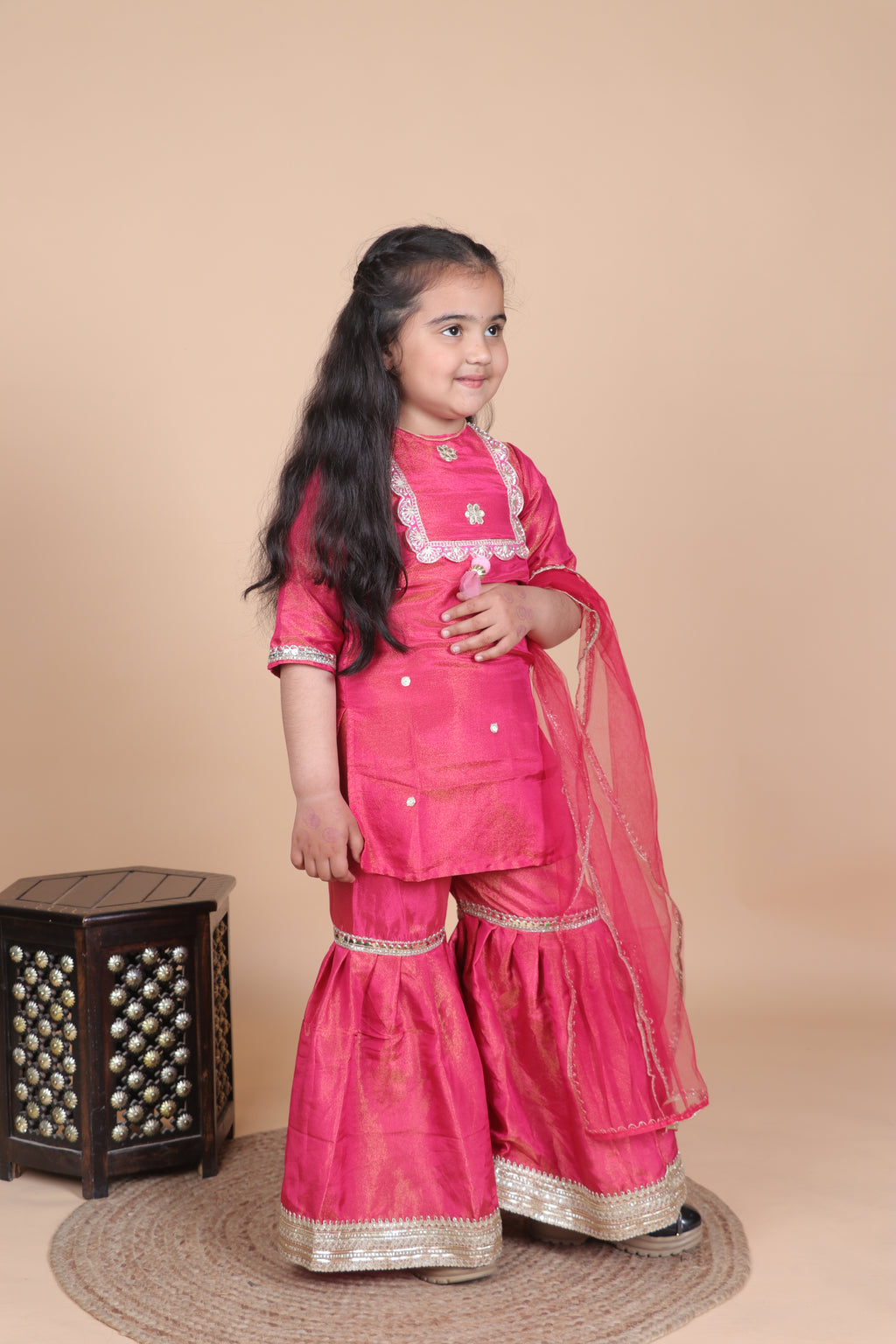 Pink Shimmir Sharara Set