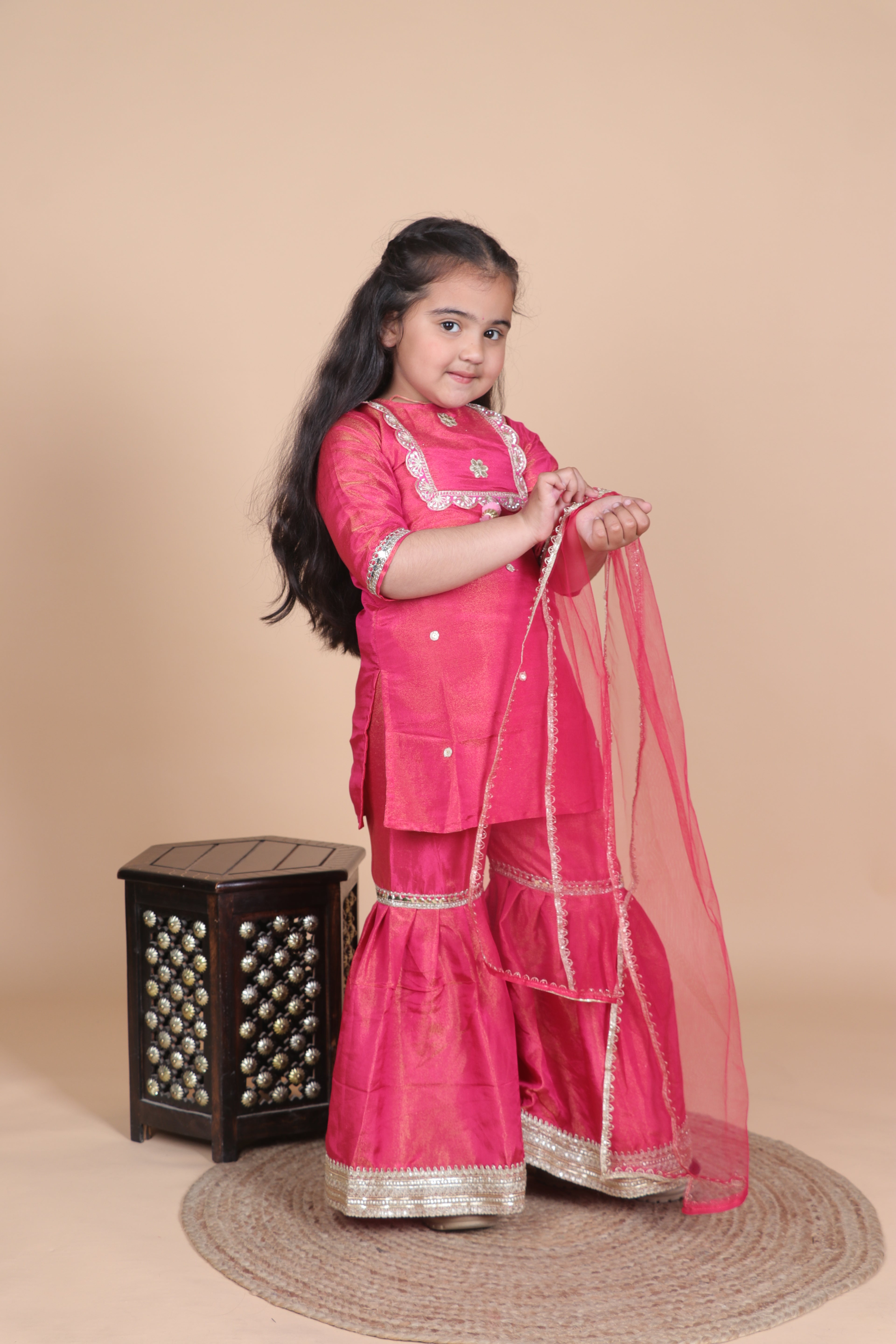 Pink Shimmir Sharara Set
