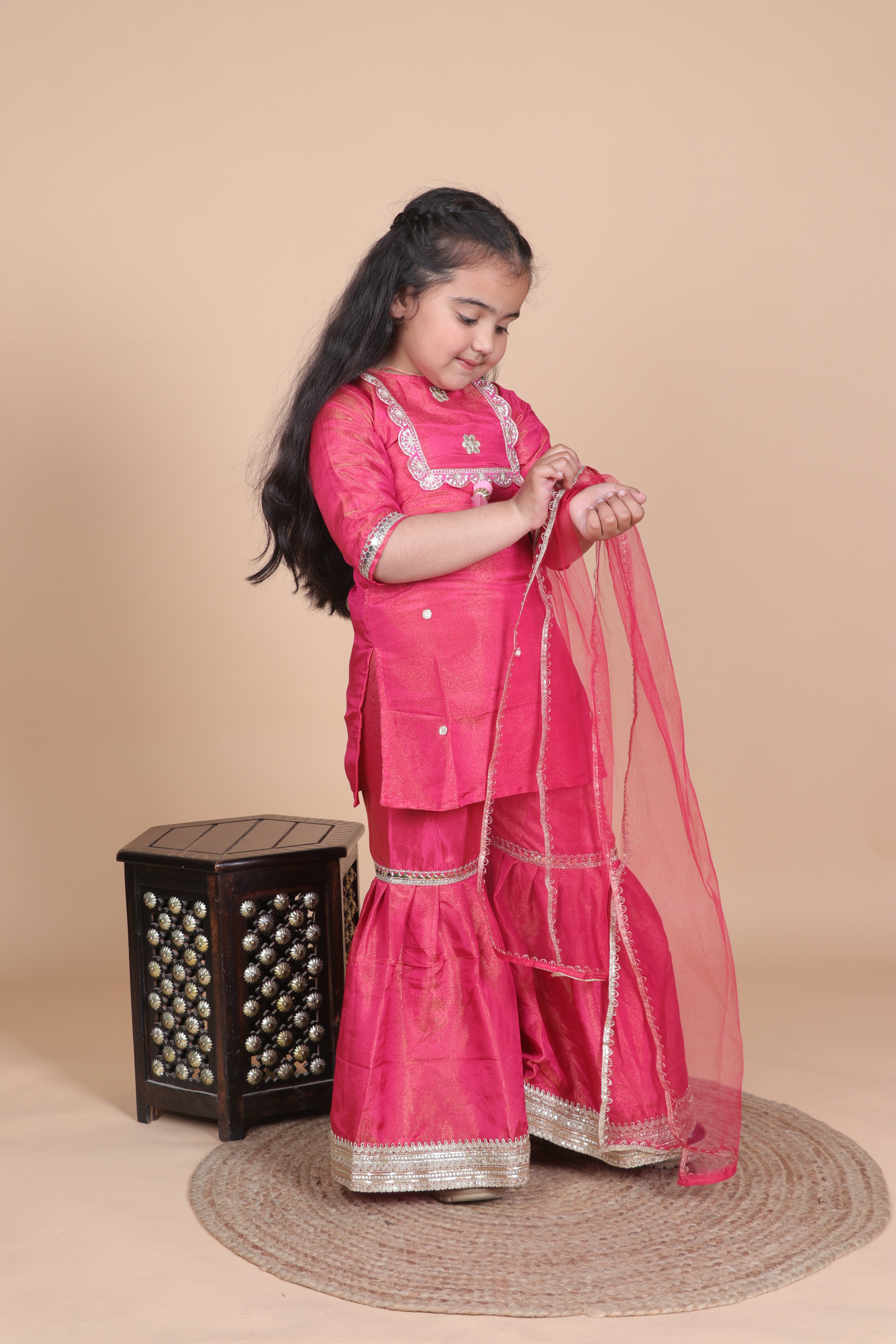 Pink Shimmir Sharara Set