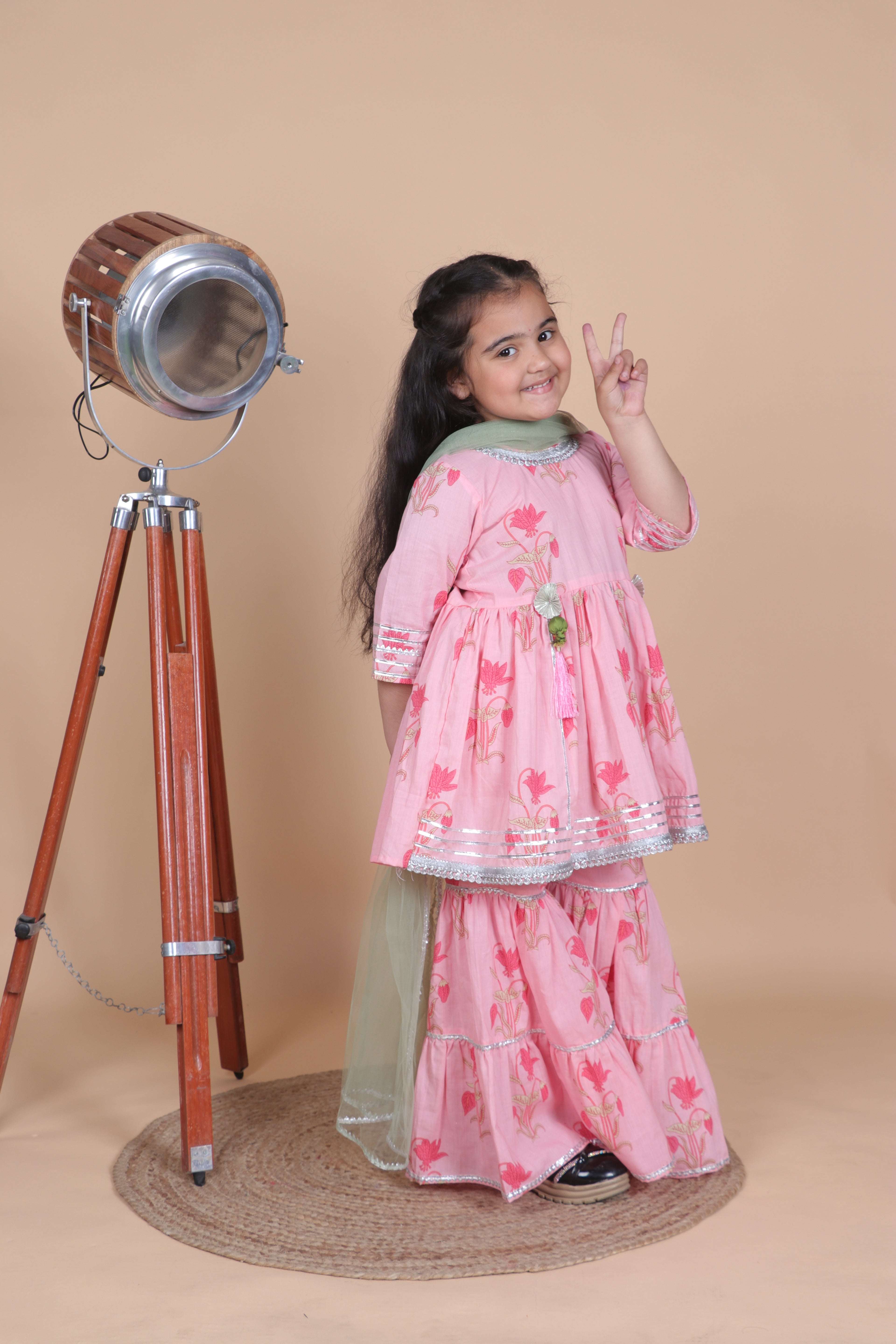 Floral Pink Sharara Set