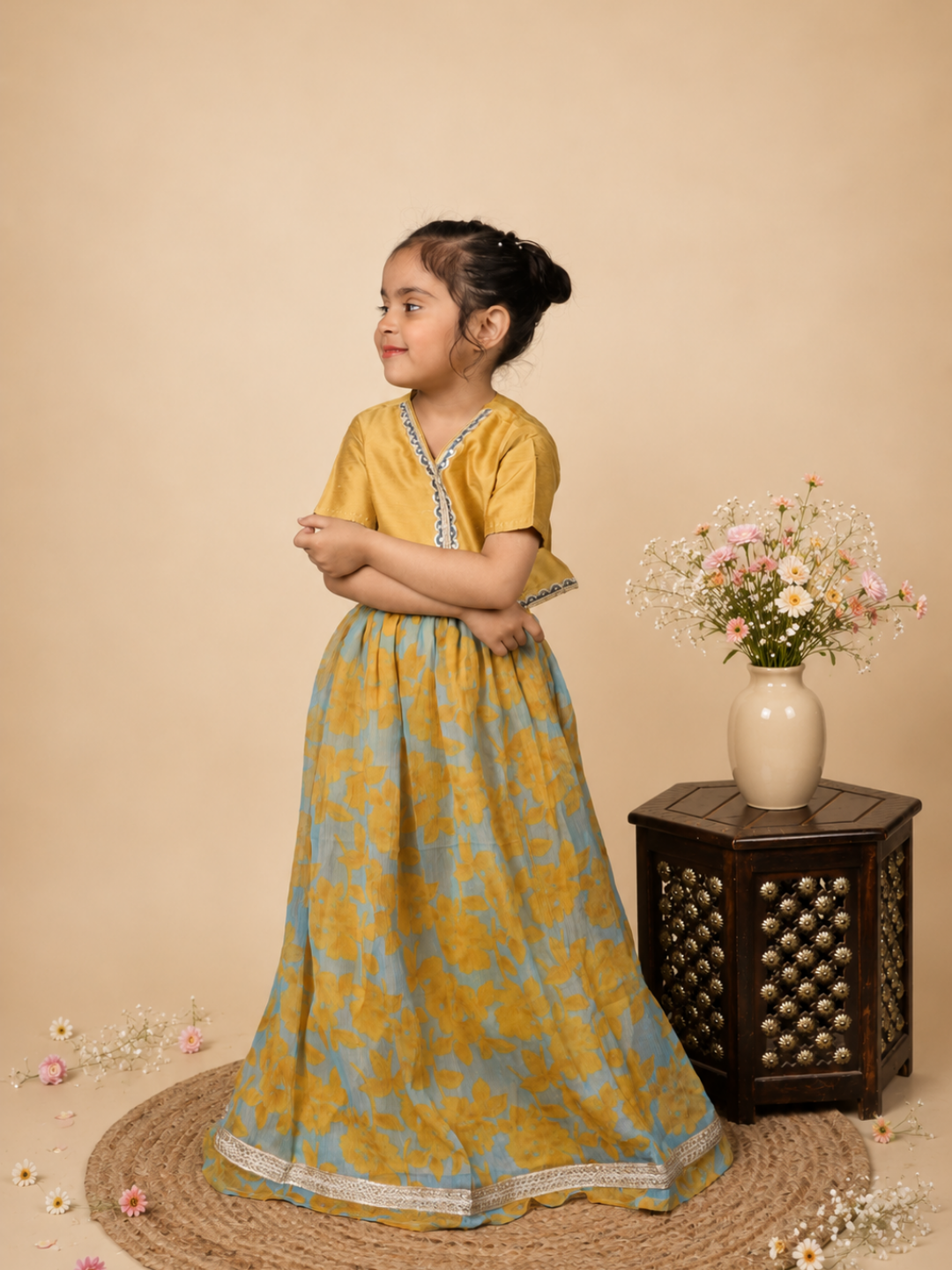 Floral Mustard Lehenga