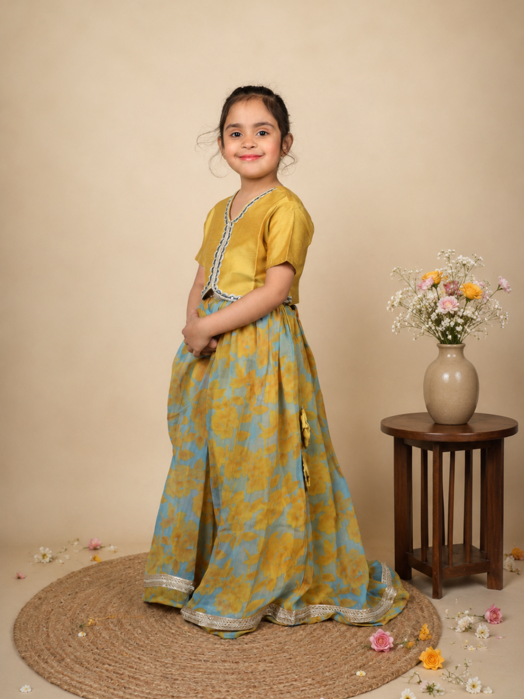 Floral Mustard Lehenga