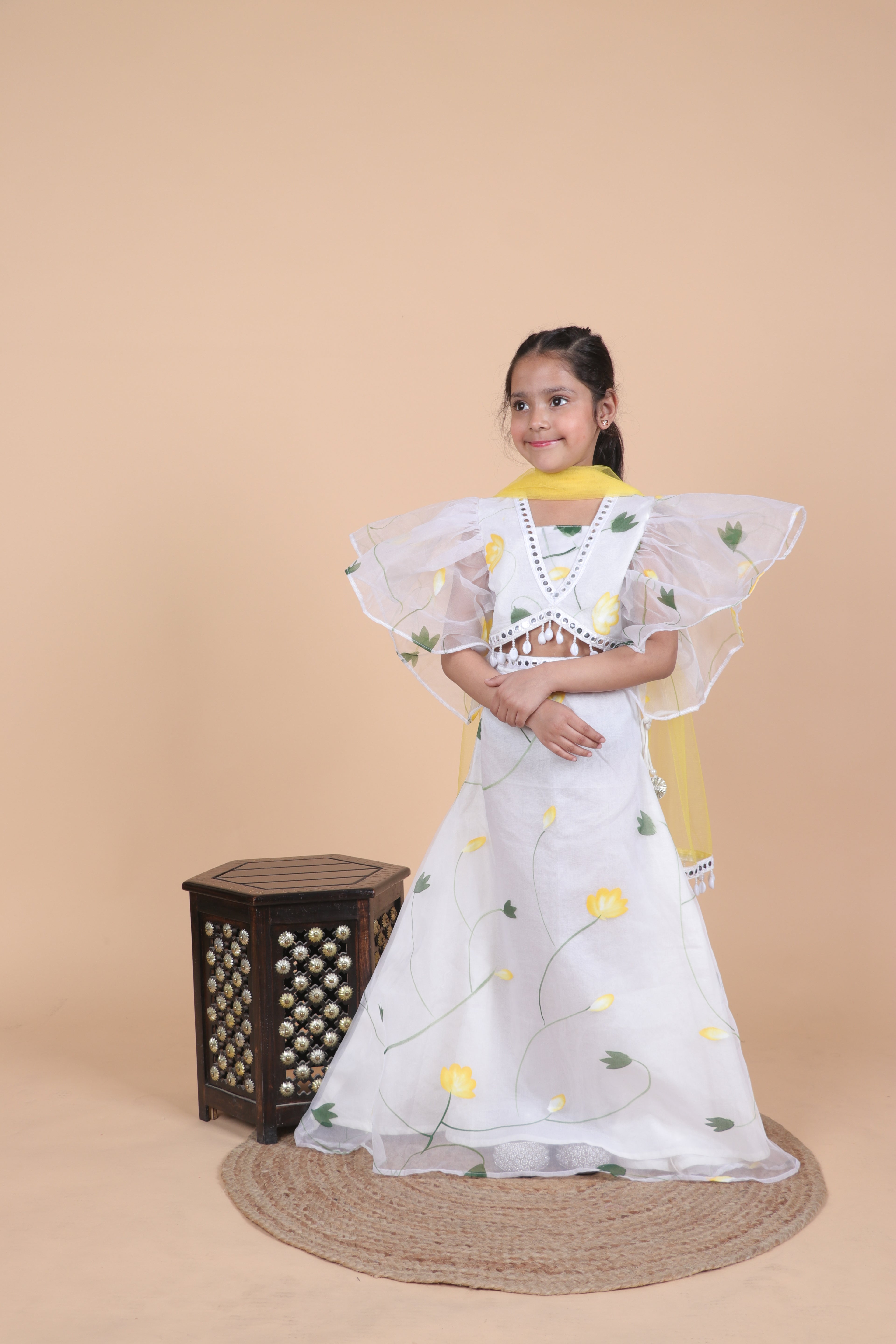 LIME BLOOM ORGANZA LEHENGA SET