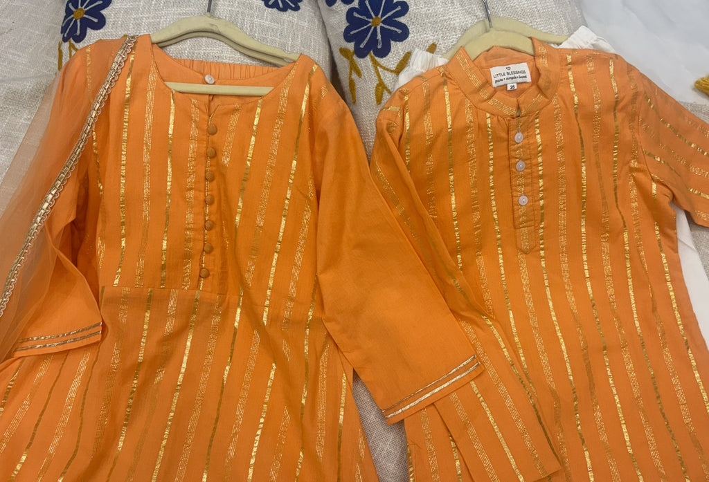 Kesariya Kurta Pyjama Set