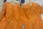 Kesariya Kurta Pyjama Set