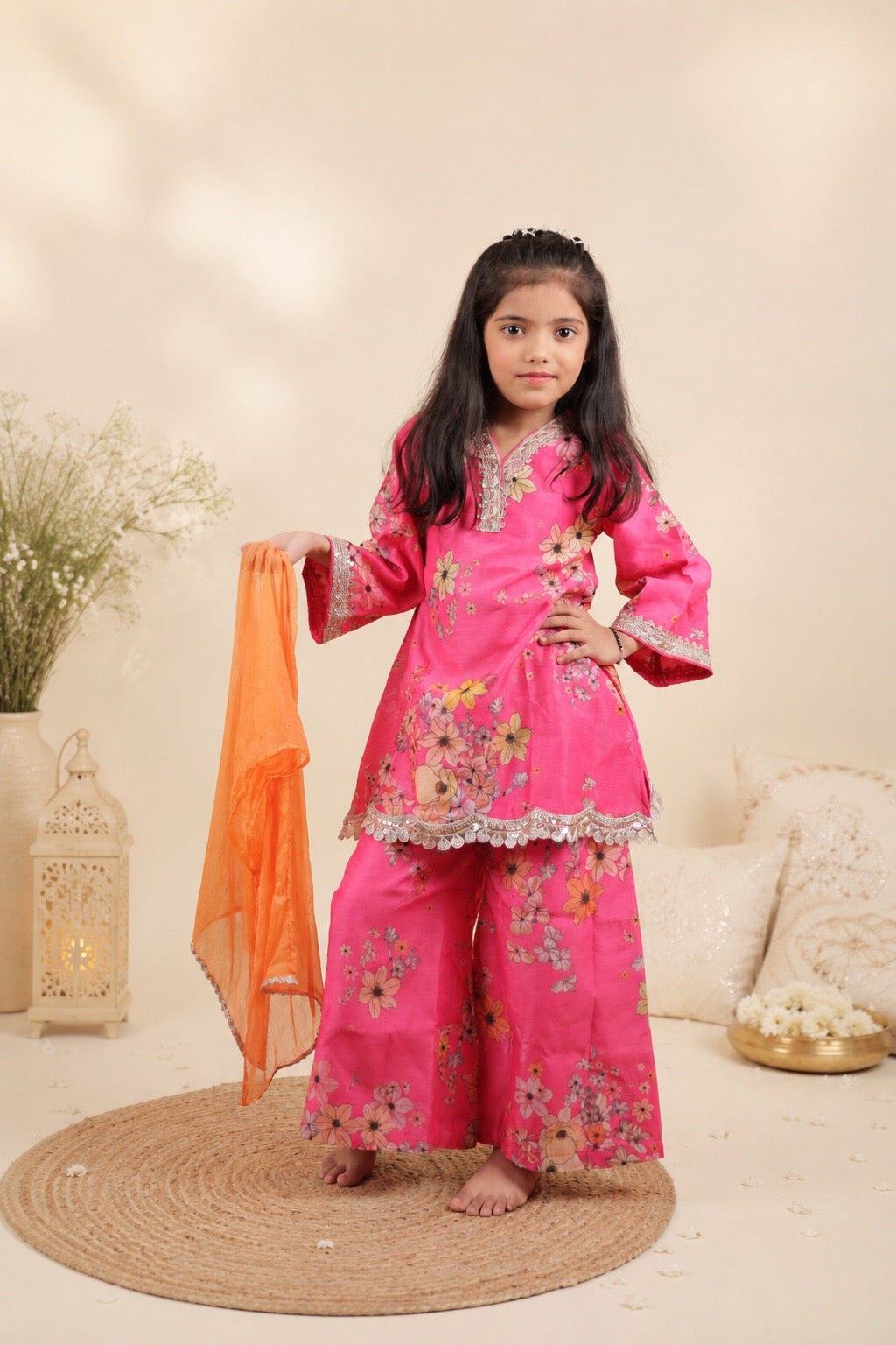 Floral Print Chanderi Palazzo Set