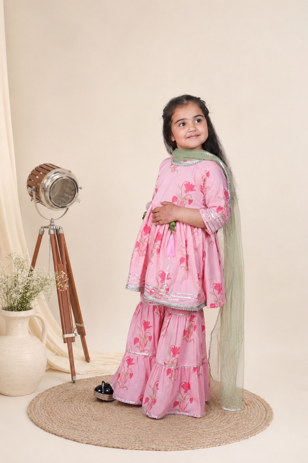 Floral Pink Sharara Set