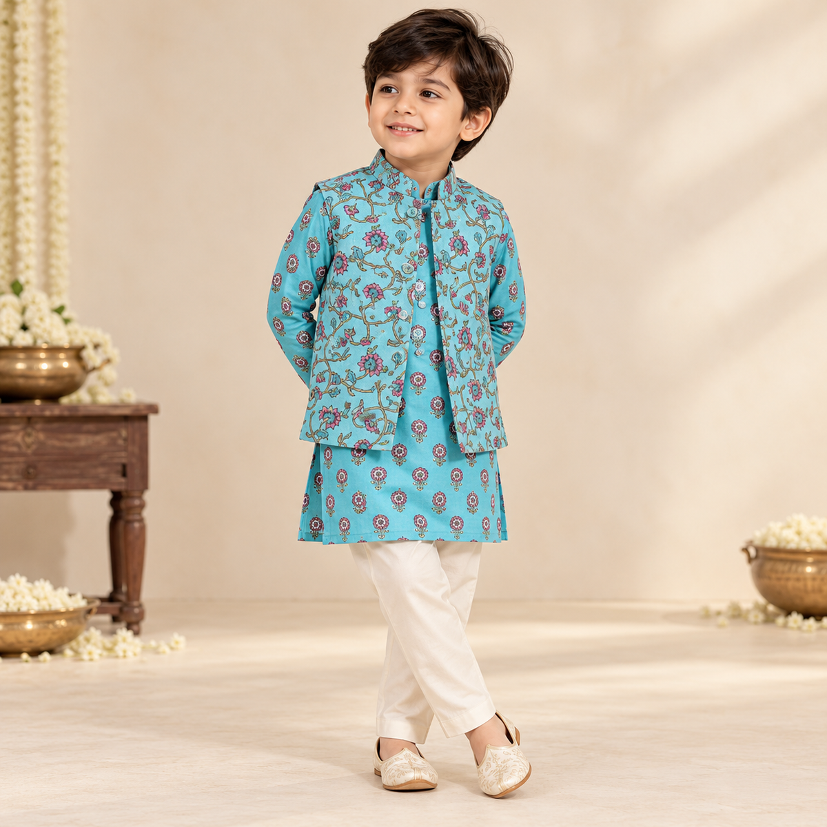Turquoise Bloom Kurta Set
