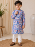 Blue Ikat Heritage Kurta Set