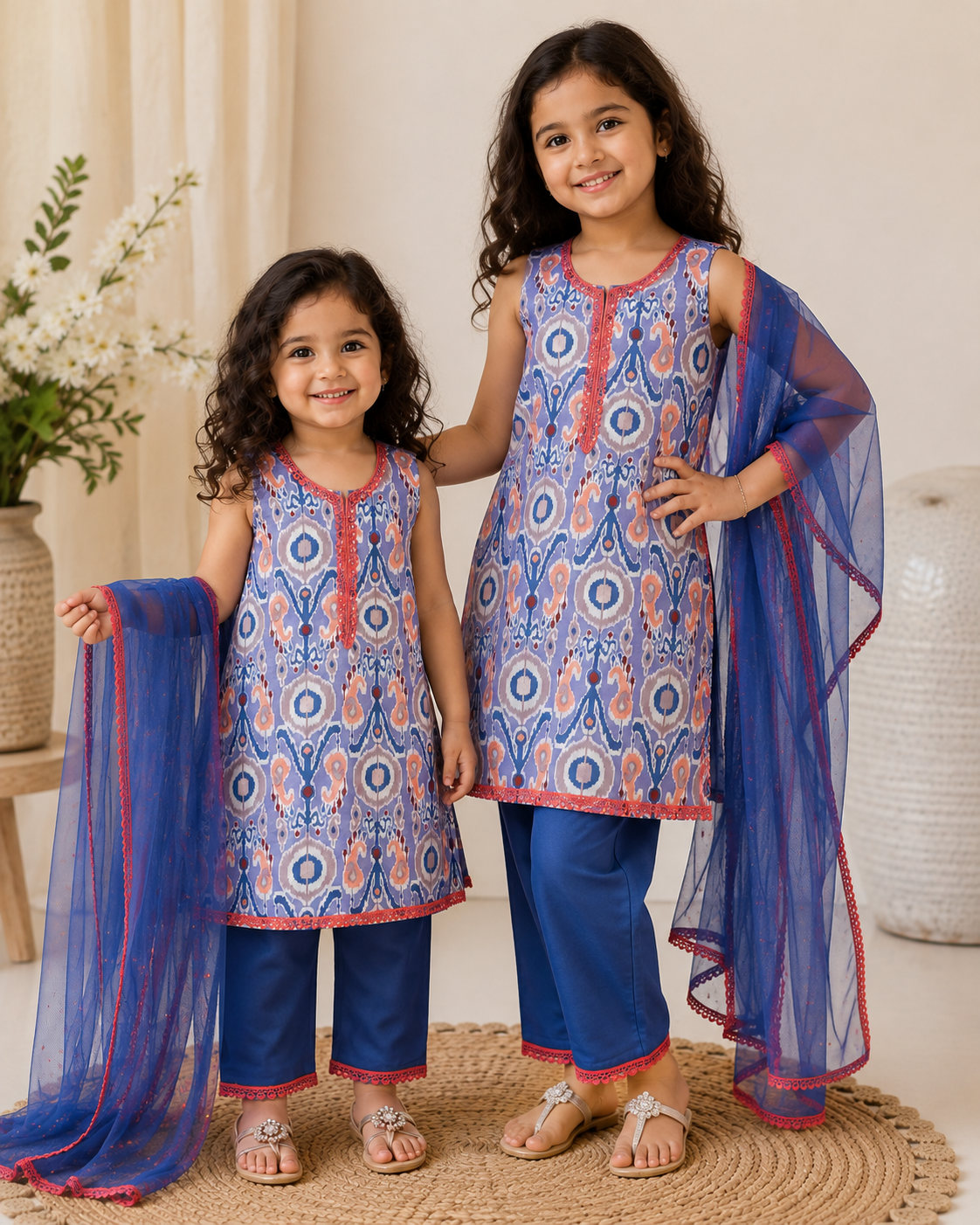 Indigo Ikat Twirl Set