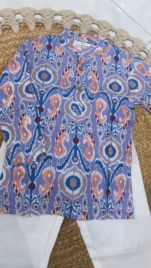 Blue Ikat Heritage Kurta Set