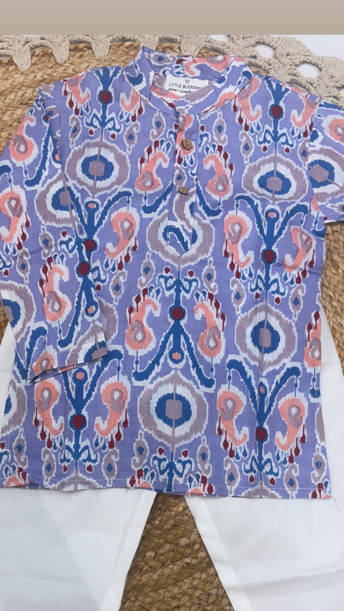 Blue Ikat Heritage Kurta Set