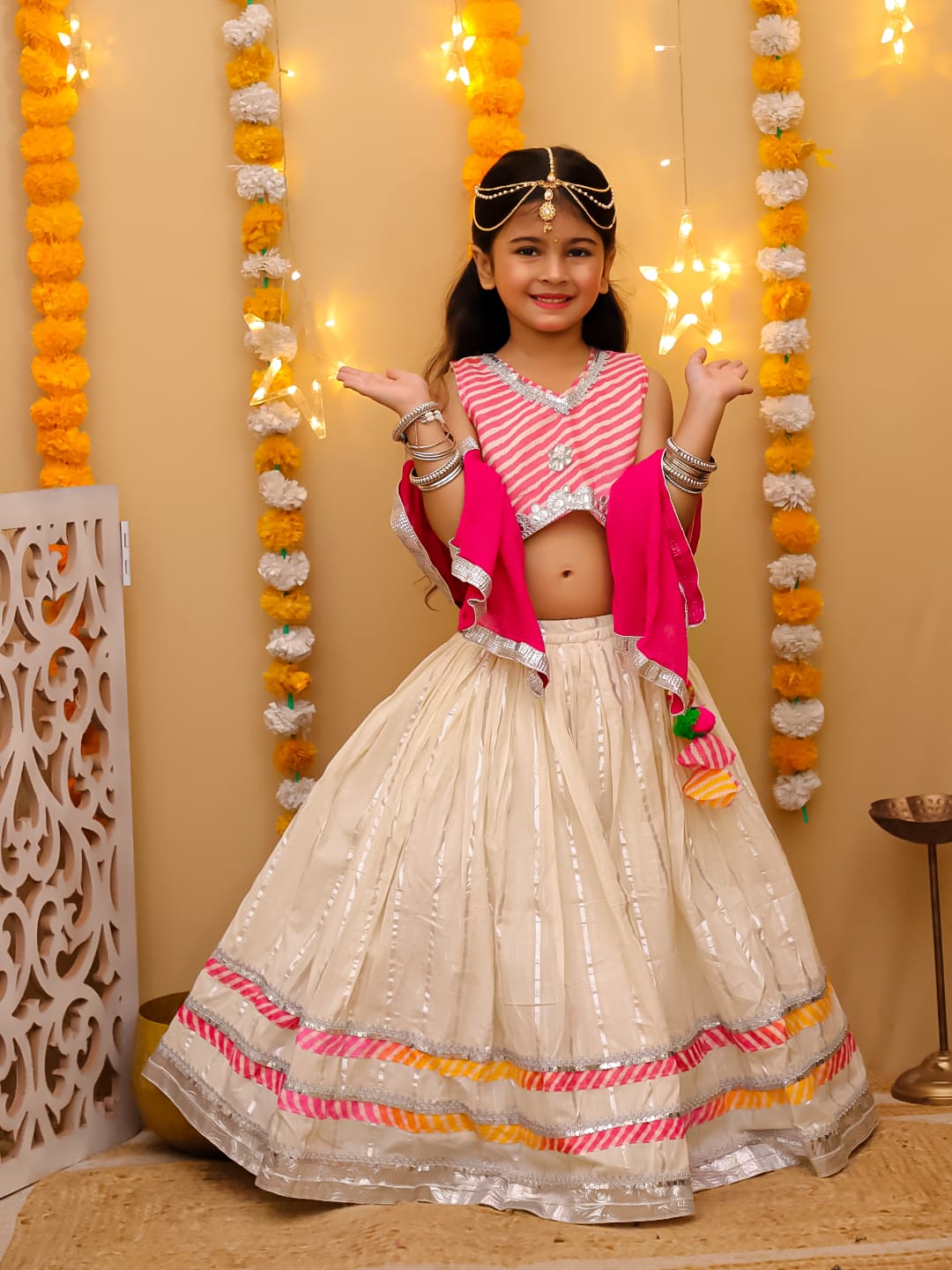 Gulrang Leheriya Lehenga Set