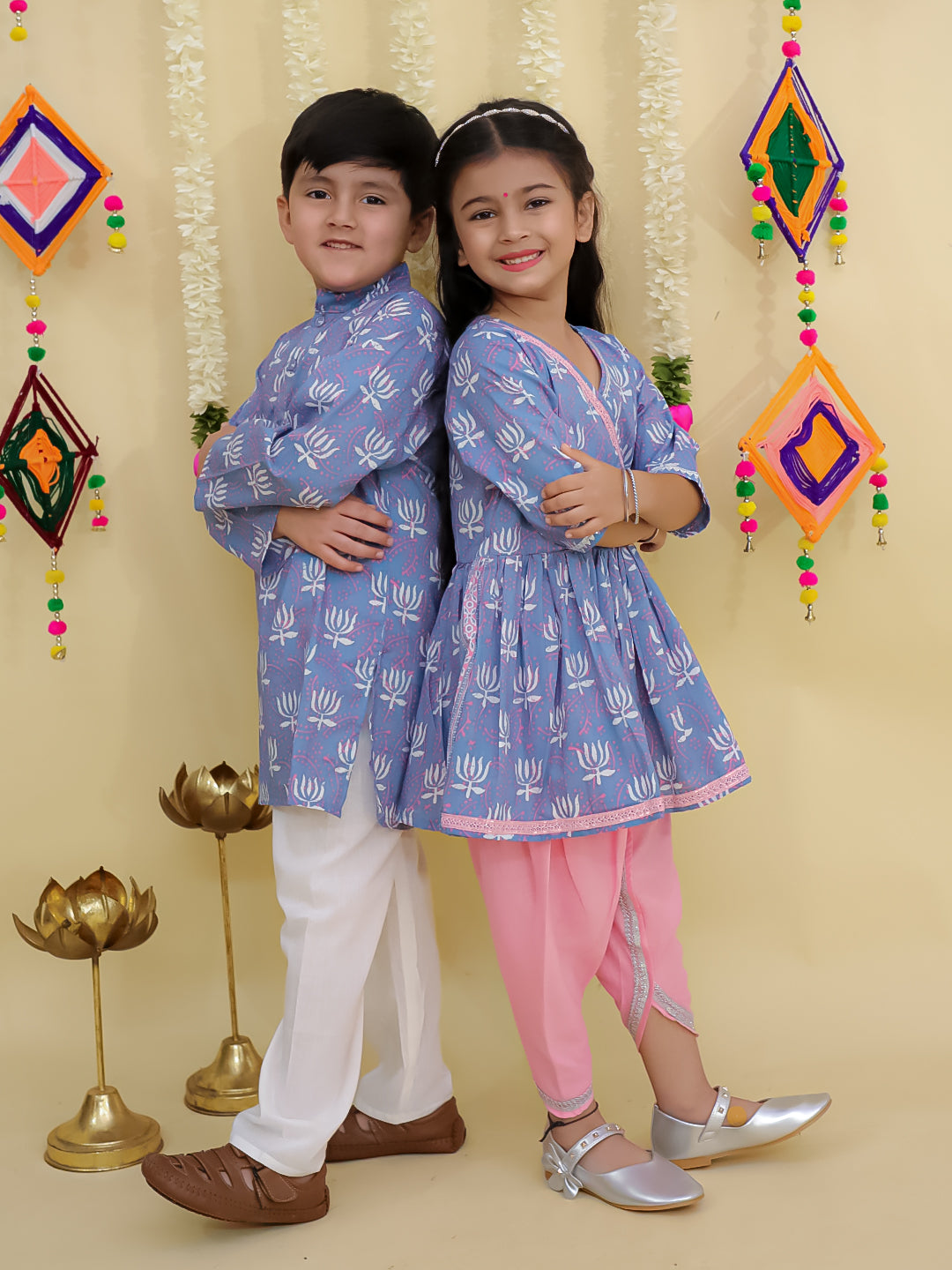 Lotus Bloom Floral Kurti & Dhoti Set