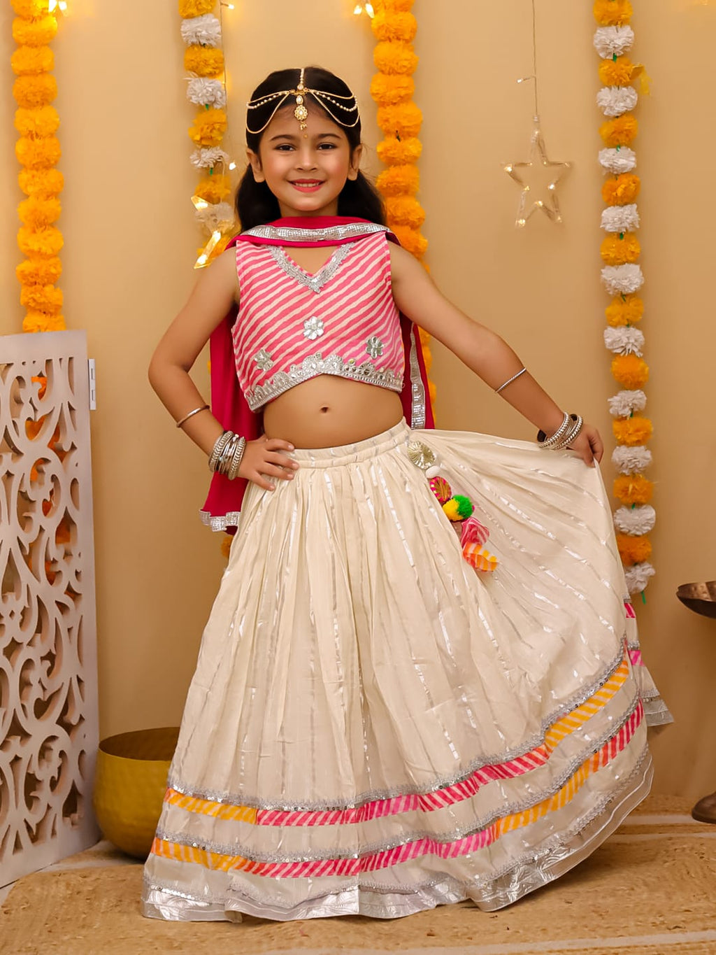 Gulrang Leheriya Lehenga Set
