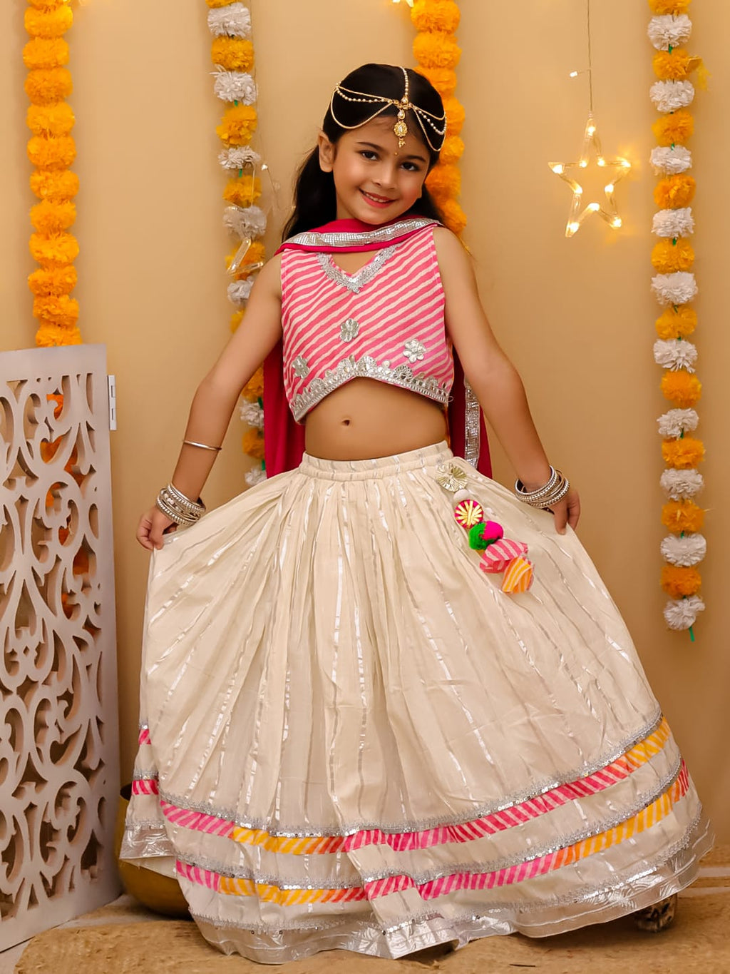 Gulrang Leheriya Lehenga Set