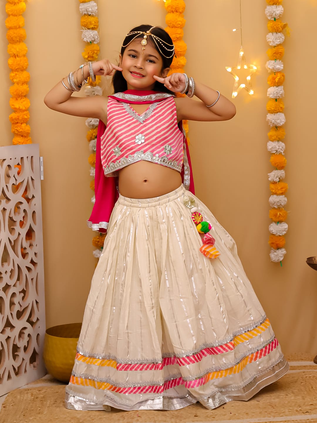 Gulrang Leheriya Lehenga Set