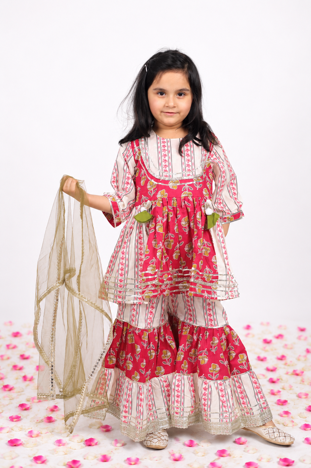 Rosy Blossom Heritage Sharara Set